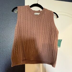 Kids Cable Knit Sweater Vest - Tan